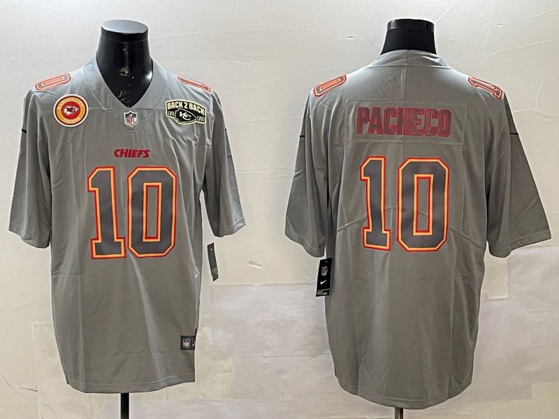 Men Kansas City Chiefs #10 Pacheco Grey 2025 Nike Vapor Limited NFL Jersey style 2106